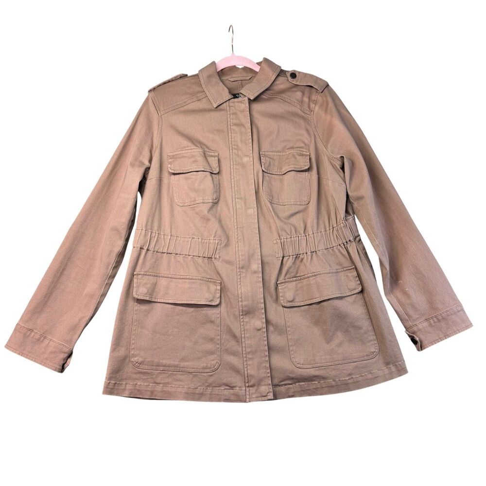 Torrid Jacket Womens 0 Brown Anorak Full Zip Collared Long Sleeve Cotton Pockets